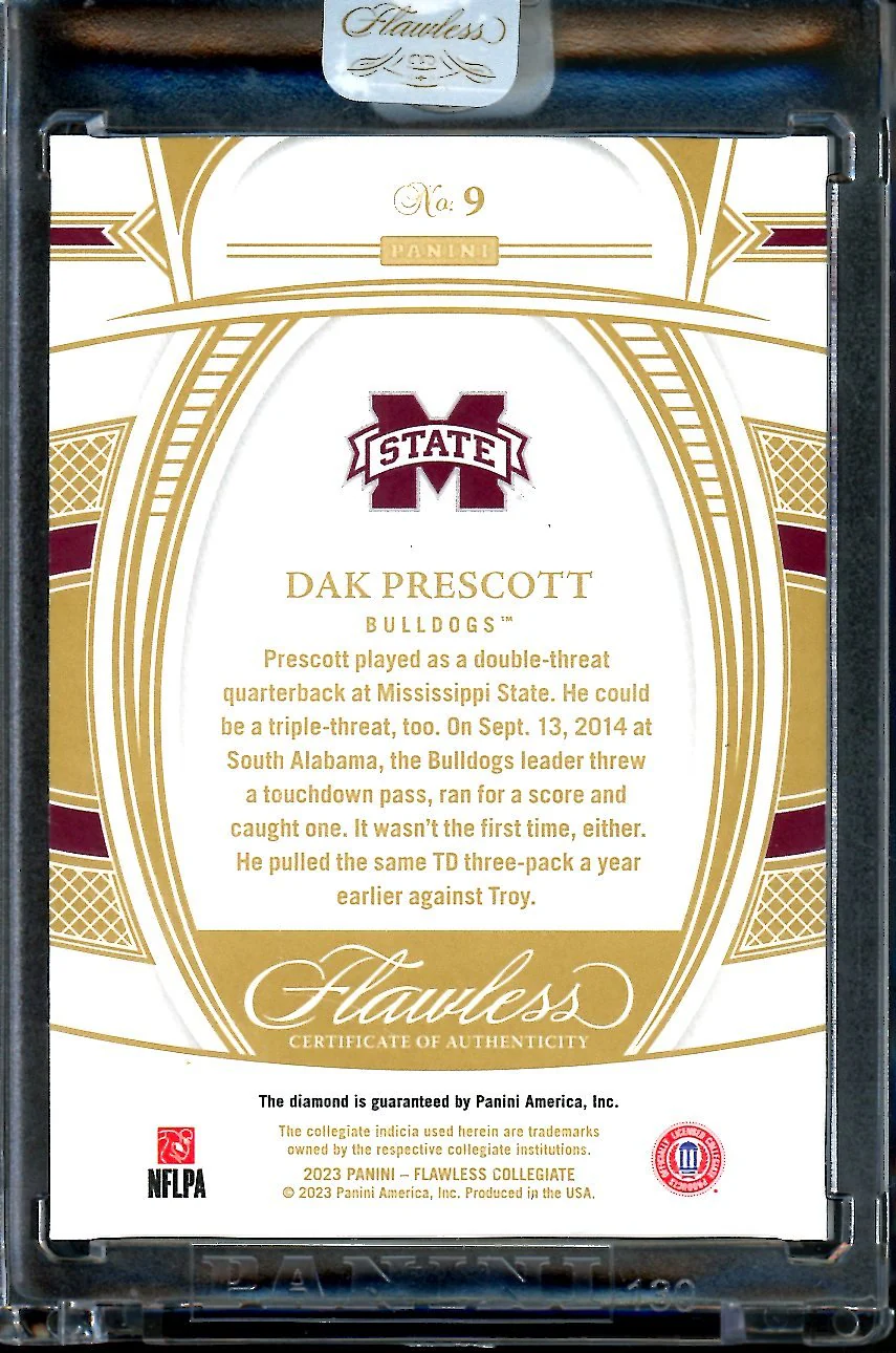 2023 Panini Flawless Collegiate Dak Prescott Diamond /25 Mississippi State - Image 2