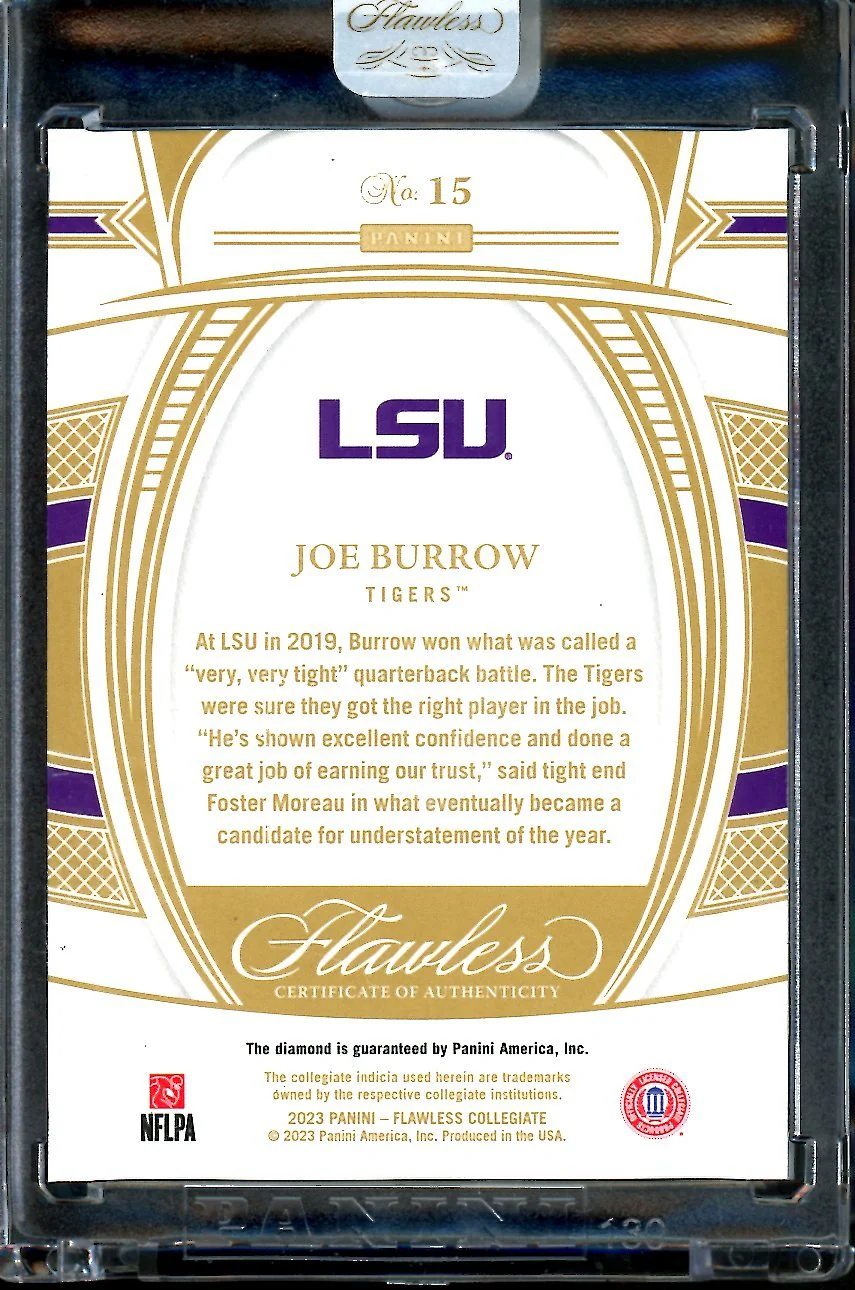 2023 Panini Flawless Collegiate Joe Burrow Diamond /25 LSU - Image 2