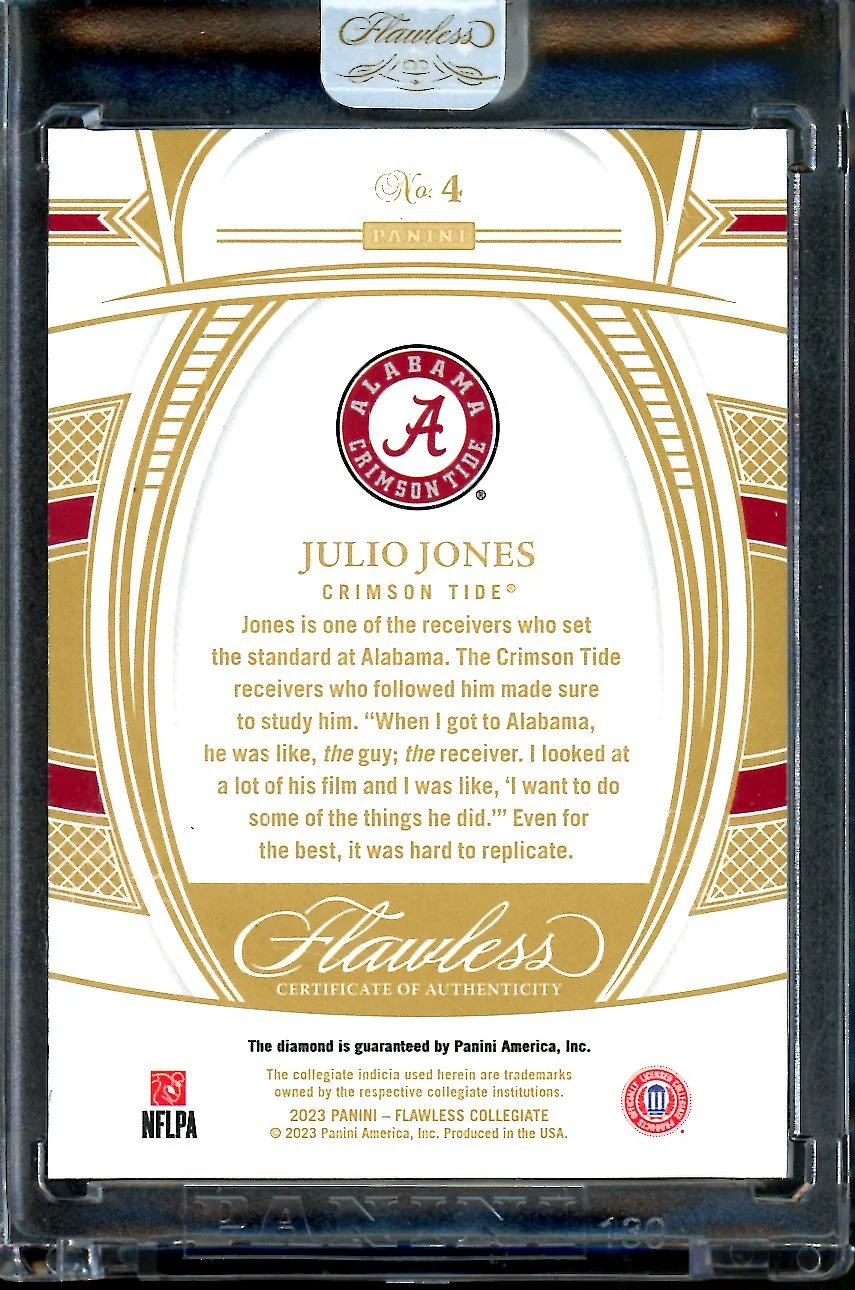 2023 Panini Flawless Collegiate Julio Jones Diamond /25 Alabama - Image 2