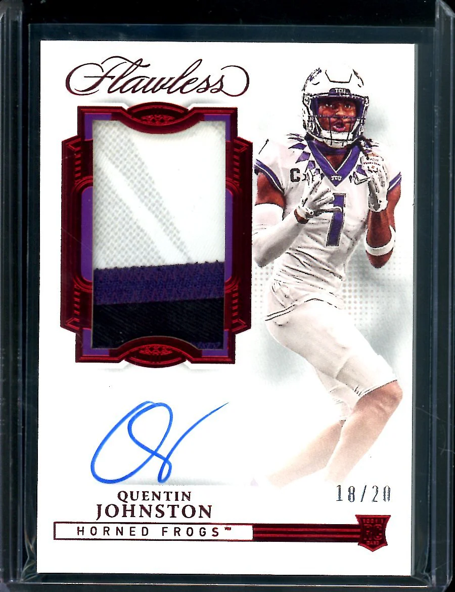 2023 Panini Flawless Collegiate Quentin Johnston Rookie RPA Red /20 TCU