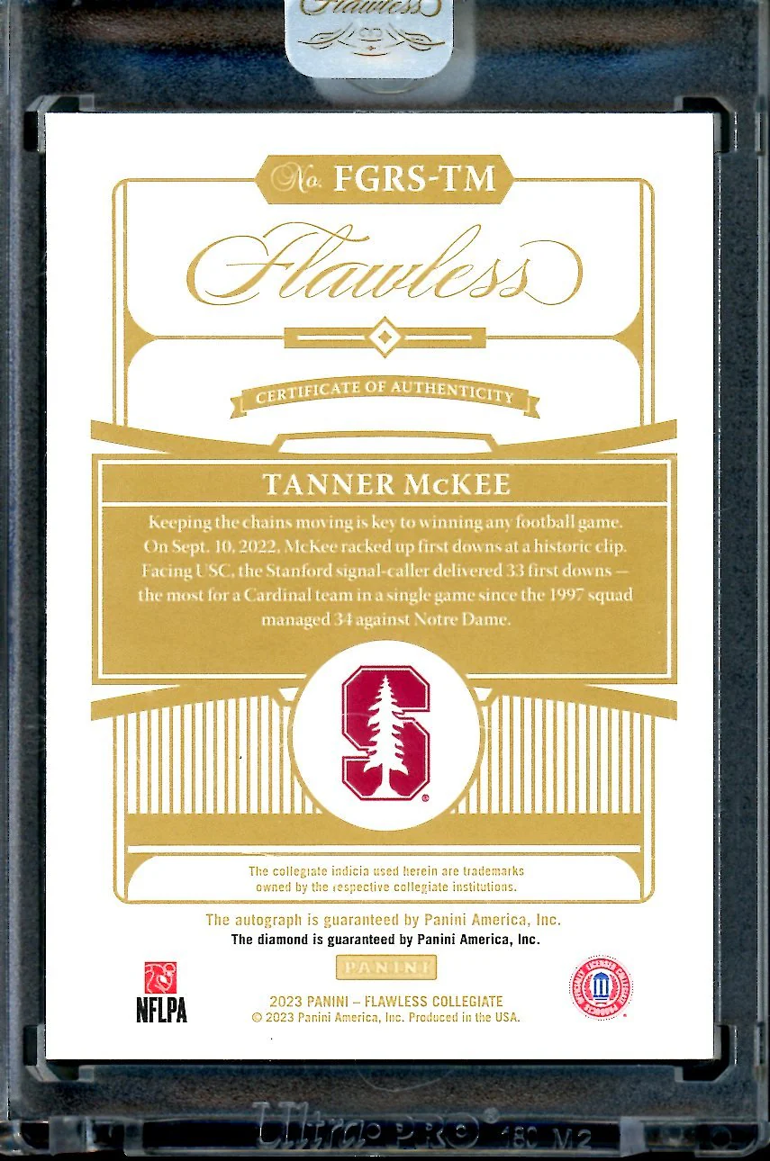 2023 Panini Flawless Collegiate Tanner McKee Rookie Diamond Auto /25 Stanford - Image 2