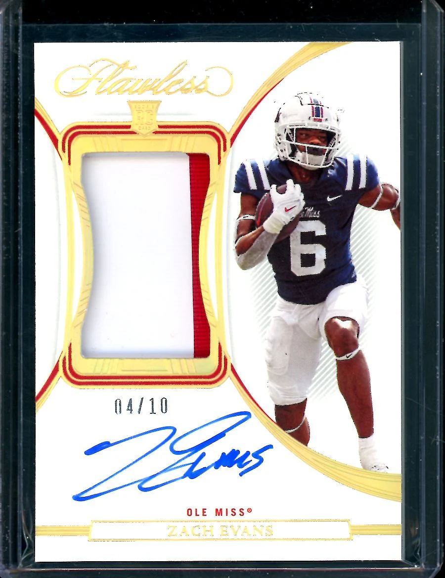 2023 Panini Flawless Collegiate Zach Evans Rookie RPA Gold /10 Ole Miss