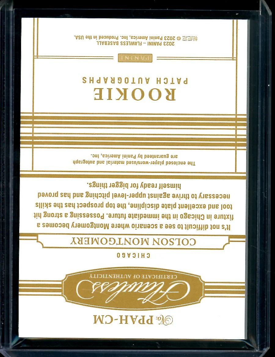 2023 Panini Flawless Colson Montgomery Rookie RPA /25 White Sox - Image 2