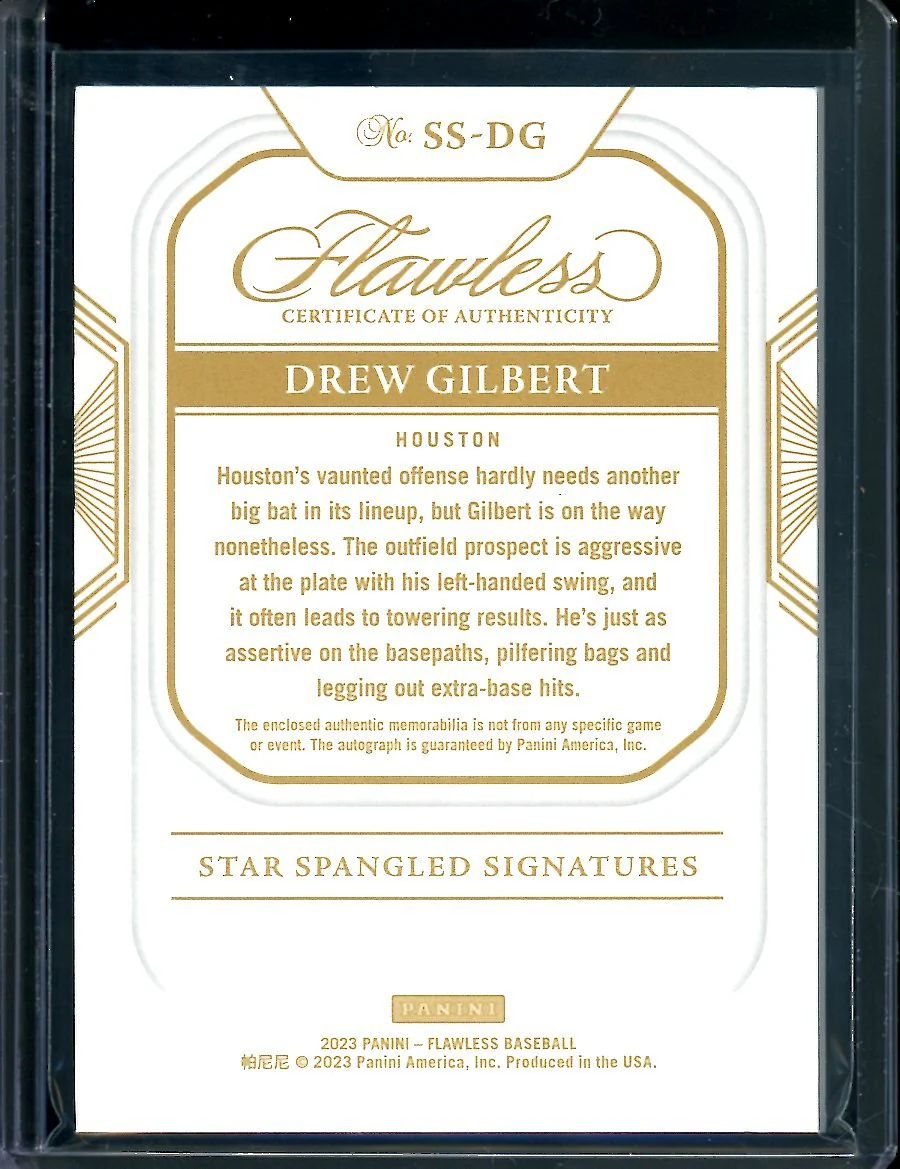 2023 Panini Flawless Drew Gilbert Star Spangled Signatures /25 Astros - Image 2