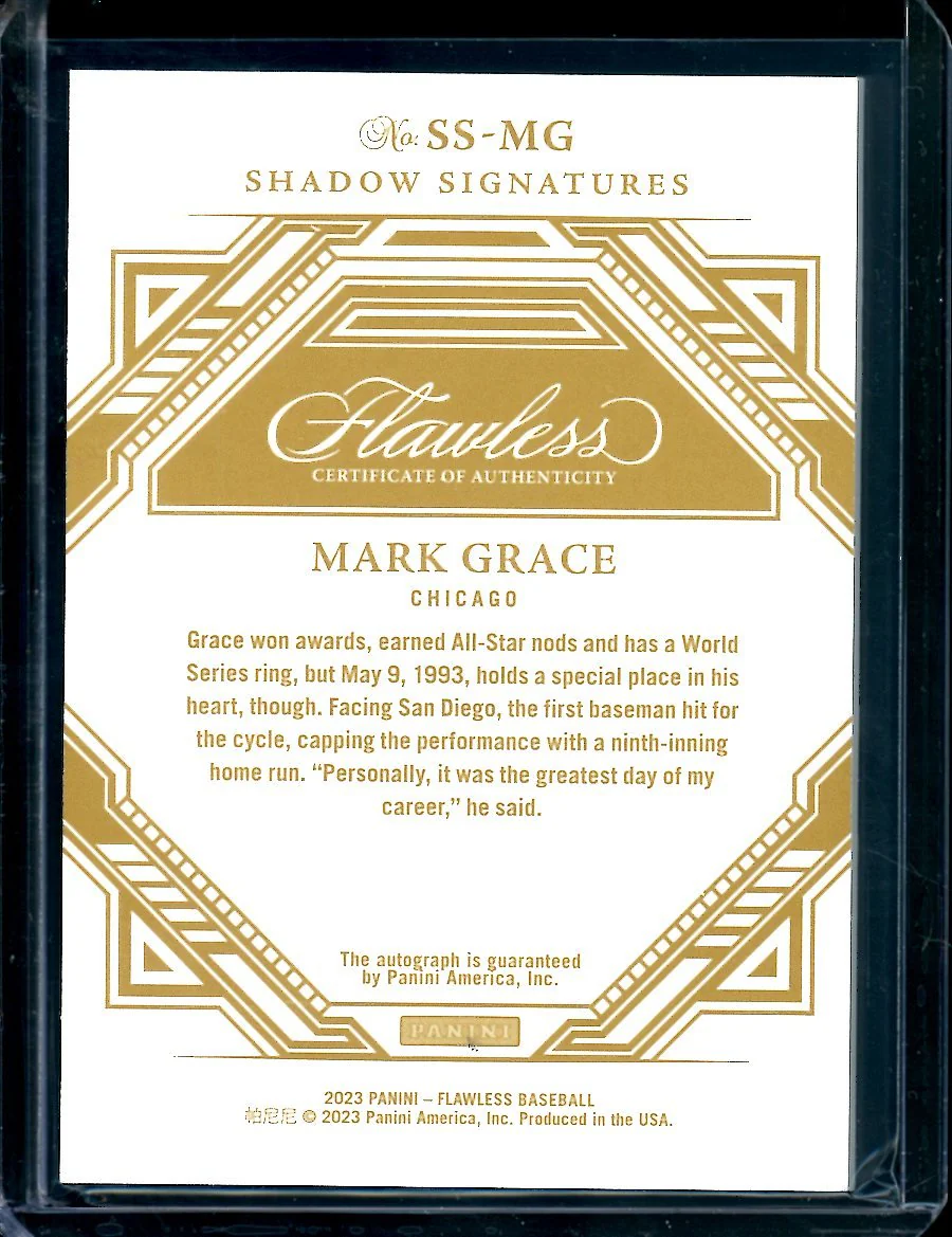 2023 Panini Flawless Mark Grace Auto /25 Cubs - Image 2