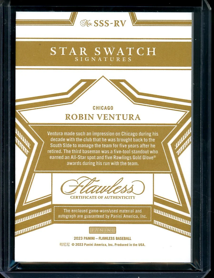 2023 Panini Flawless Robin Ventura Star Swatch Signatures Patch Auto Emerald /5 White Sox - Image 2