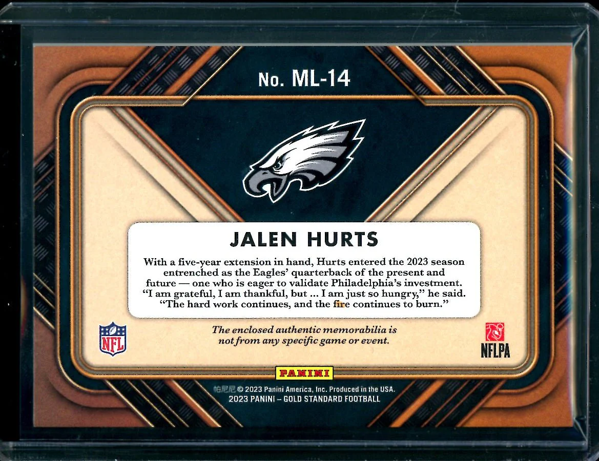 2023 Panini Gold Standard Jalen Hurts Mother Lode Patch /299 Eagles - Image 2
