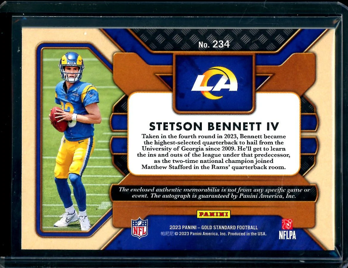 2023 Panini Gold Standard Stetson Bennett Rookie RPA /49 Rams - Image 2