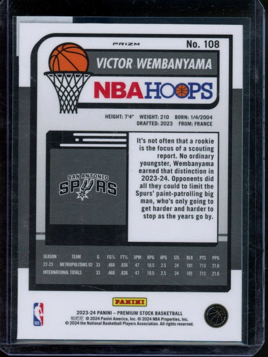 2023 Panini Hoops Victor Wembanyama Rookie Ice Spurs - Image 2