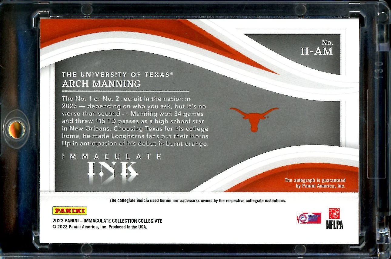 2023 Panini Immaculate Arch Manning Immaculate Ink Auto /49 Texas - Image 2