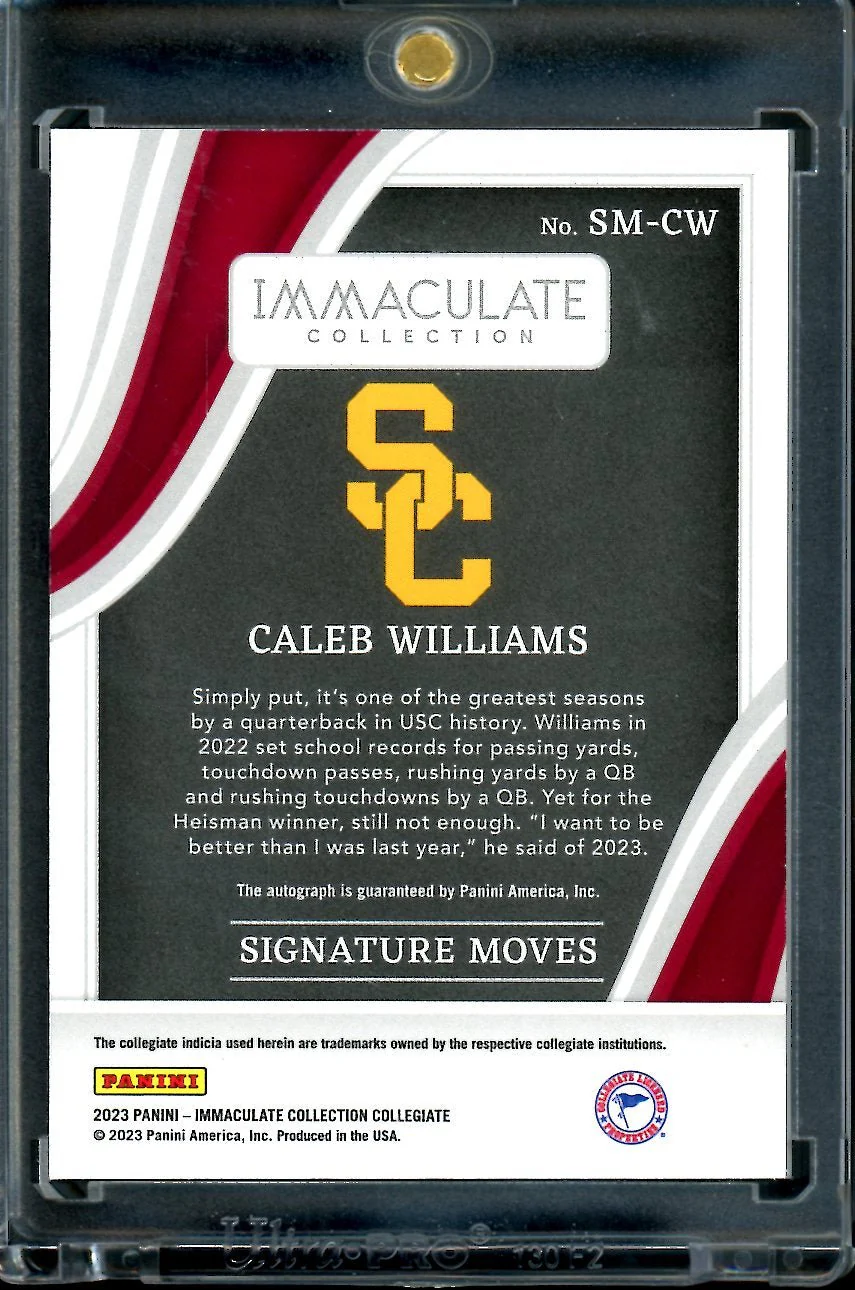 2023 Panini Immaculate Collegiate Caleb Williams Signature Moves Auto /99 USC - Image 2