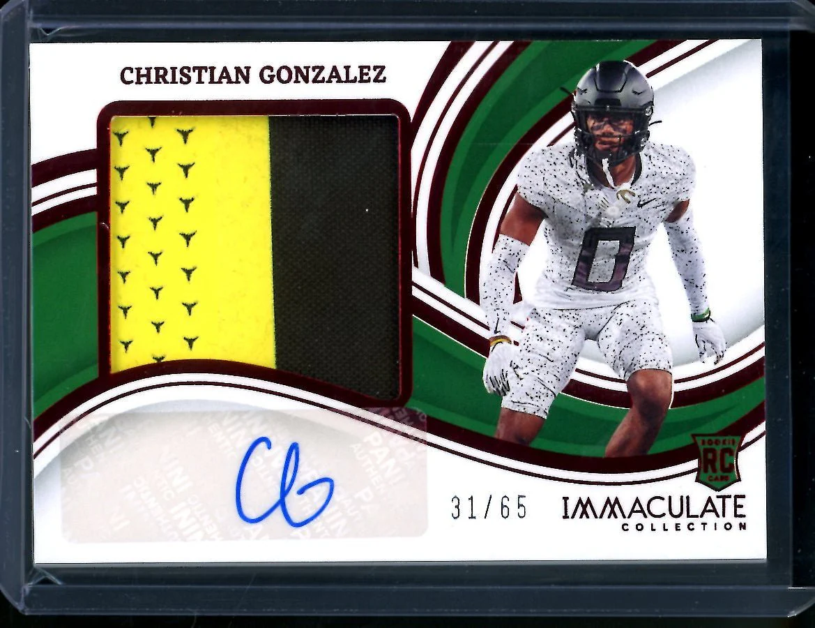 2023 Panini Immaculate Collegiate Christian Gonzalez Rookie RPA Red /65 Oregon