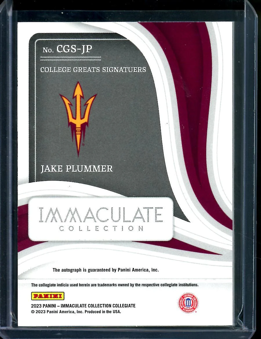 2023 Panini Immaculate Collegiate Jake Plummer Auto Red /49 Arizona State - Image 2