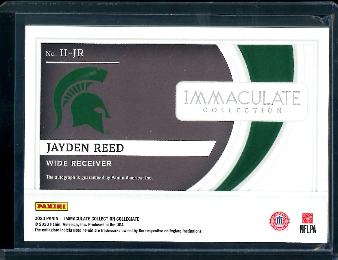 2023 Panini Immaculate Collegiate Jayden Reed Rookie Introductions Auto /99 Michigan State - Image 2