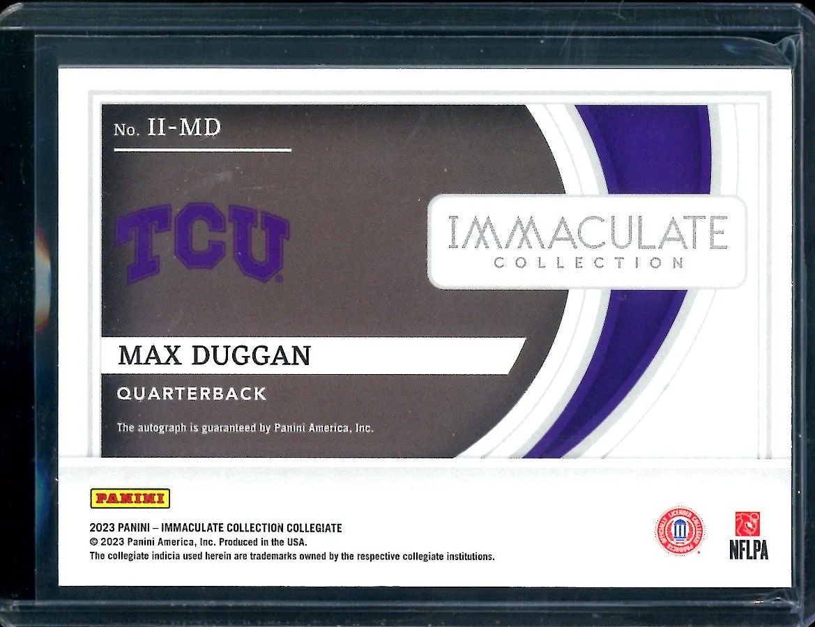 2023 Panini Immaculate Collegiate Max Duggan Rookie Introductions Auto /99 TCU - Image 2