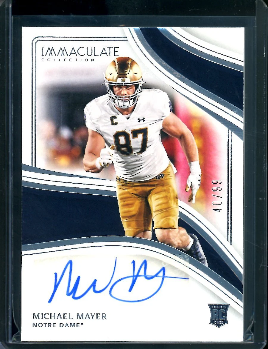 2023 Panini Immaculate Collegiate Michael Mayer Rookie Auto /99 Notre Dame