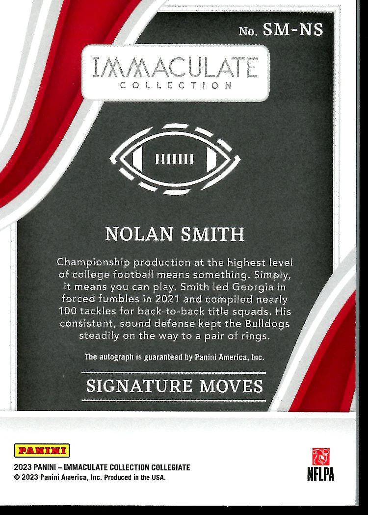 2023 Panini Immaculate Collegiate Nolan Smith Auto /49 Georgia - Image 2