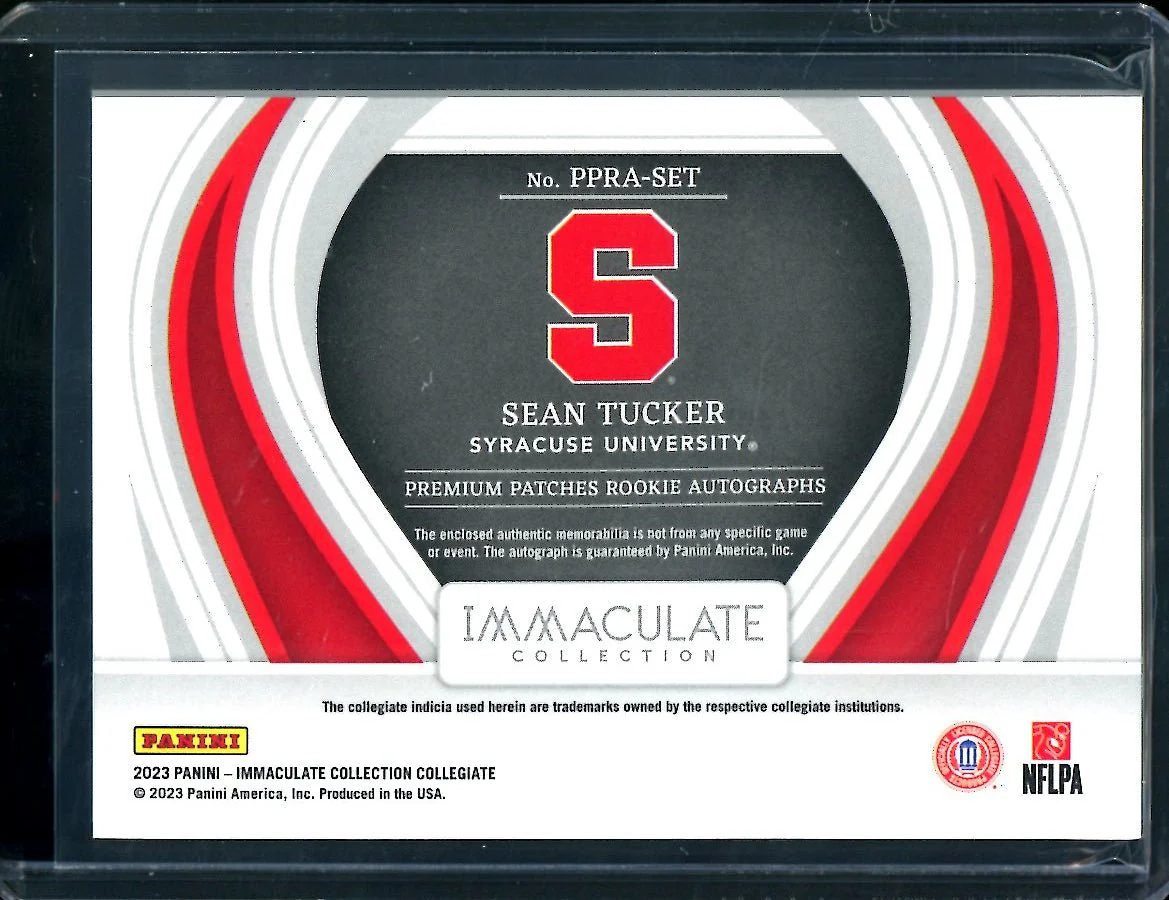 2023 Panini Immaculate Collegiate Sean Tucker Rookie RPA /99 Syracuse - Image 2