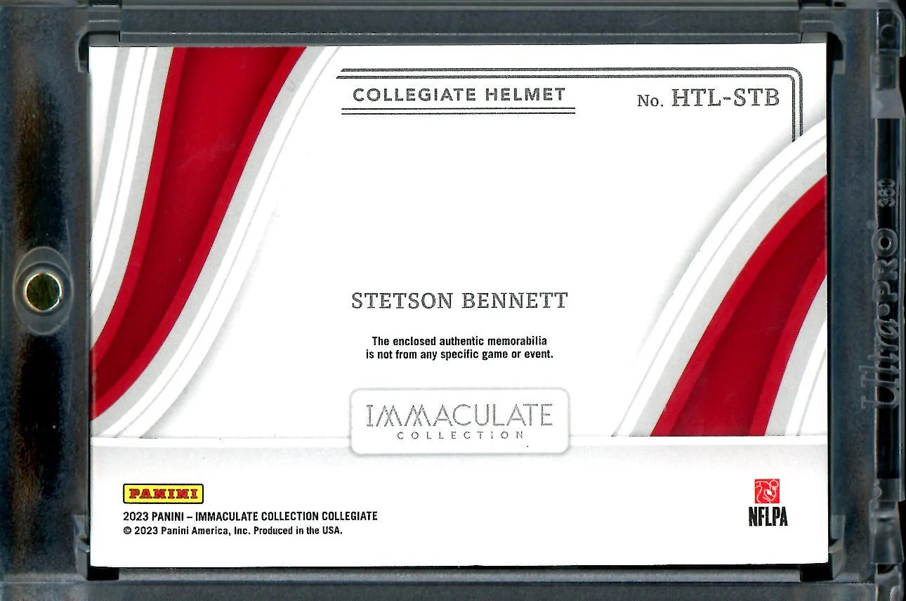 2023 Panini Immaculate Collegiate Stetson Bennett Rookie Helmet Patch /15 Georgia - Image 2