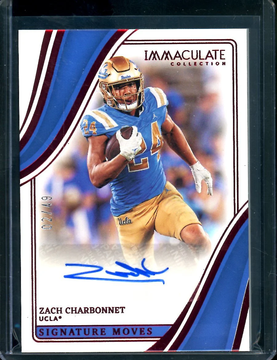 2023 Panini Immaculate Collegiate Zach Charbonnet Rookie Auto Red /49 UCLA