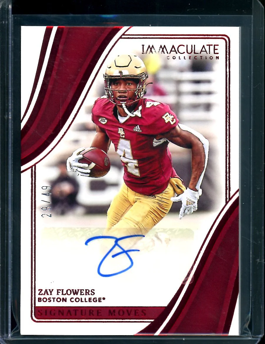 2023 Panini Immaculate Collegiate Zay Flowers Rookie Auto Red /49 Boston College