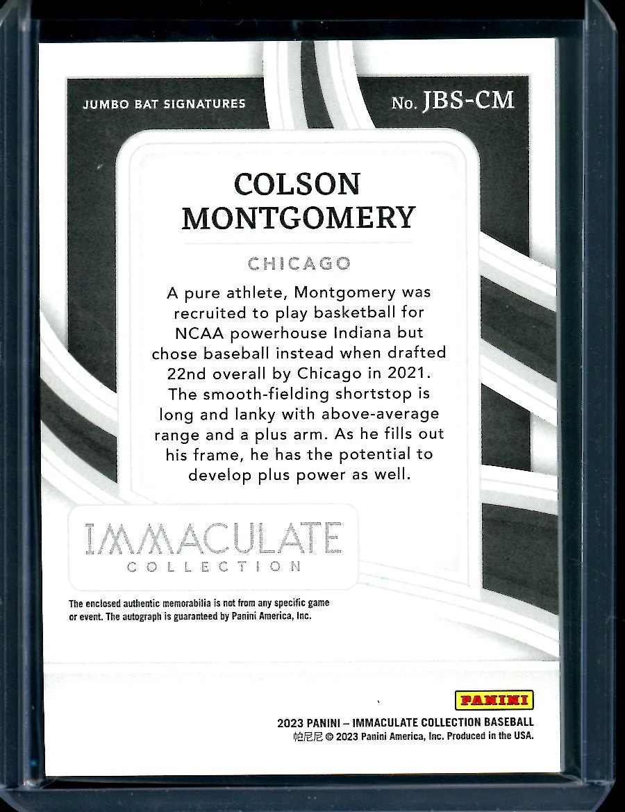 2023 Panini Immaculate Colson Montgomery Jumbo Bat Patch Auto /25 White Sox - Image 2
