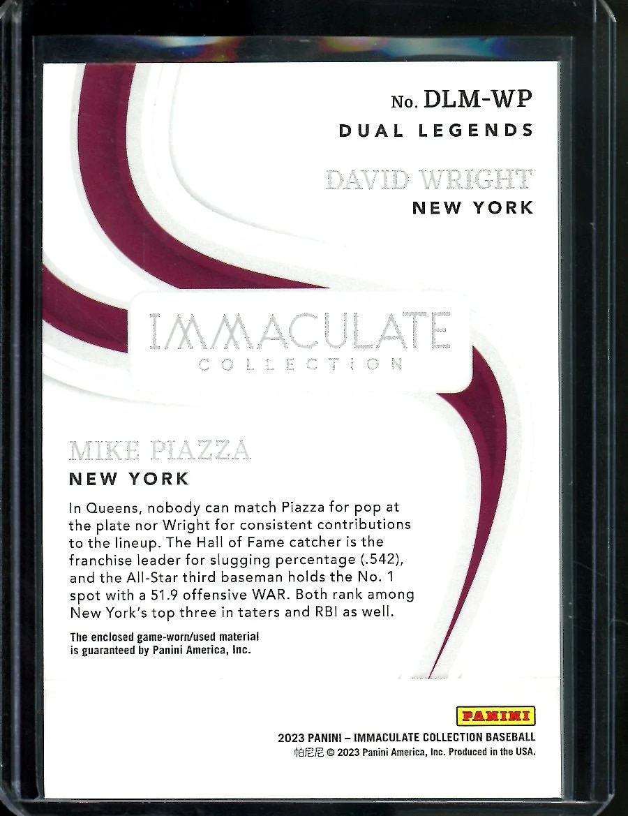 2023 Panini Immaculate David Wright/Mike Piazza Dual Patch /25 Mets - Image 2