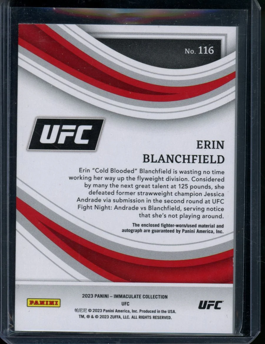 2023 Panini Immaculate Erin Blanchfield Rookie Patch Auto /25 Flyweight - Image 2