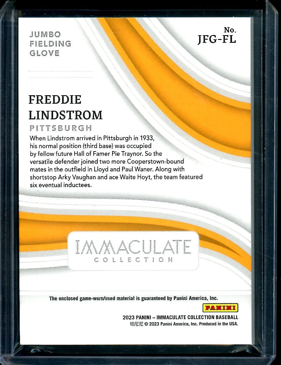 2023 Panini Immaculate Freddie Lindstrom Jumbo Glove Patch /10 Pirates - Image 2