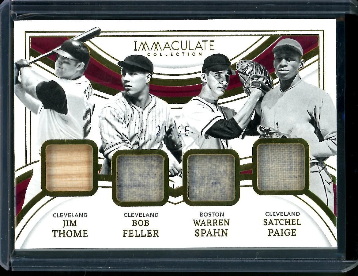 2023 Panini Immaculate Jim Thome/Bob Feller/Warren Spahn/Satchel Paige Quad Patch /25
