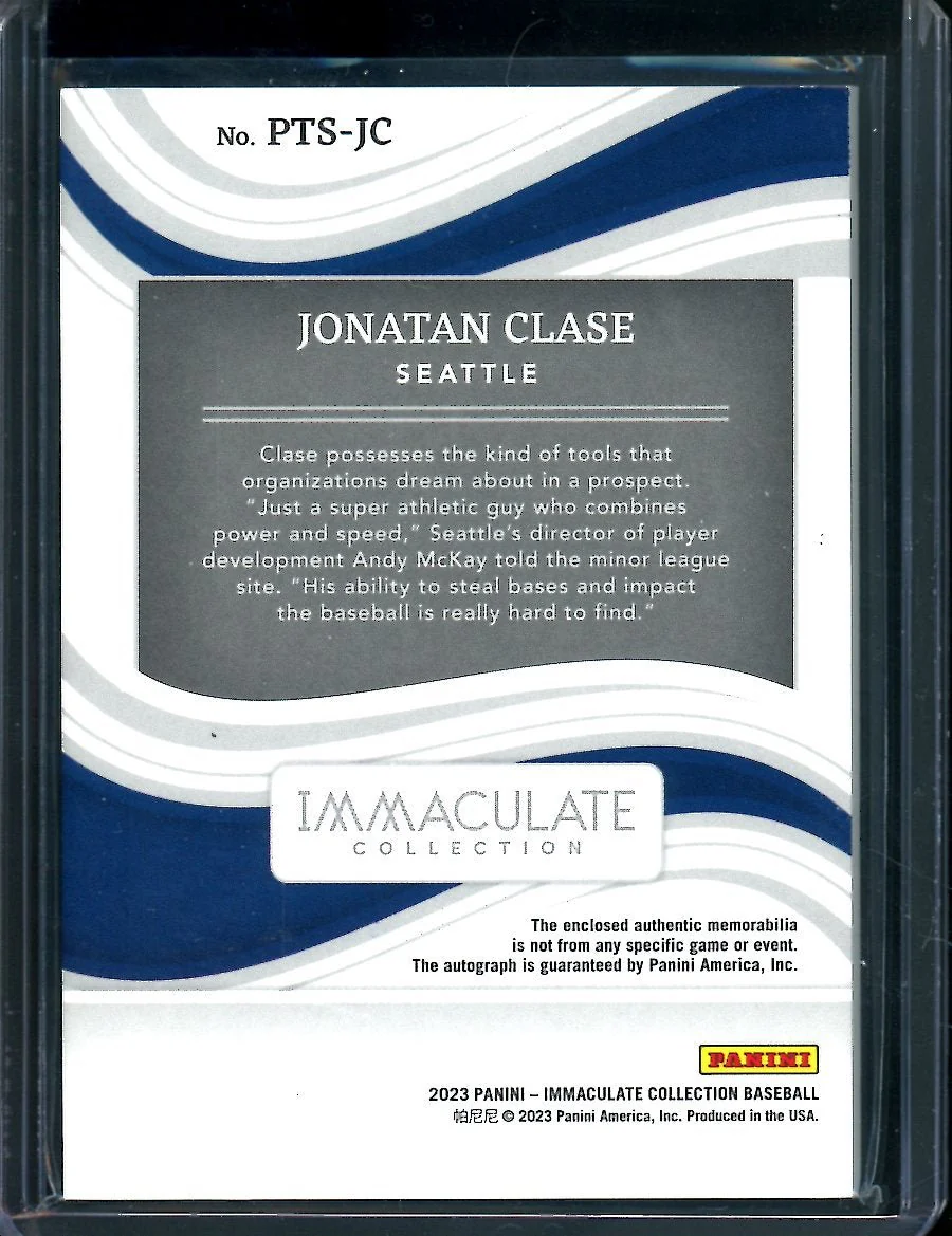 2023 Panini Immaculate Jonatan Clase Patch Auto Red /49 Mariners - Image 2