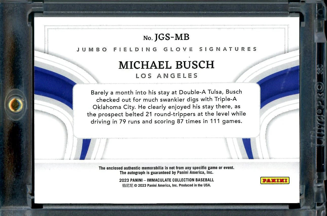 2023 Panini Immaculate Michael Busch Glove Patch Auto /49 Dodgers - Image 2