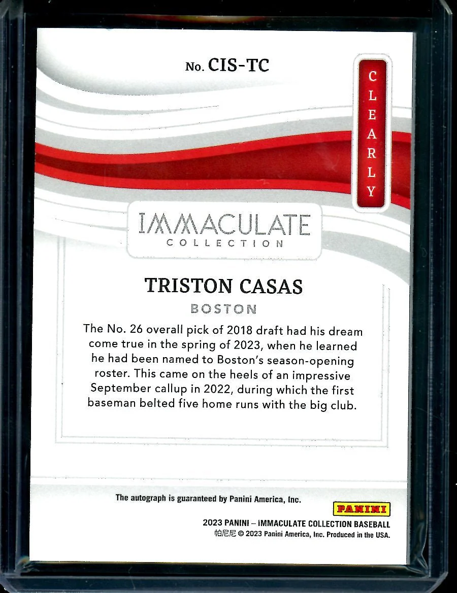 2023 Panini Immaculate Triston Casas Clearly Gold Auto /10 Red Sox - Image 2