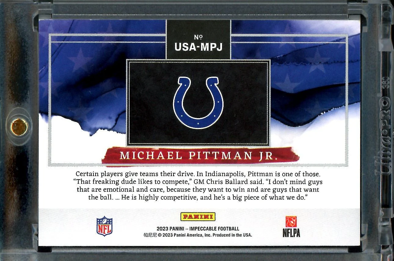 2023 Panini Impeccable Michael Pittman Jr. Troy Silver Oz. Bar /20 Colts - Image 2