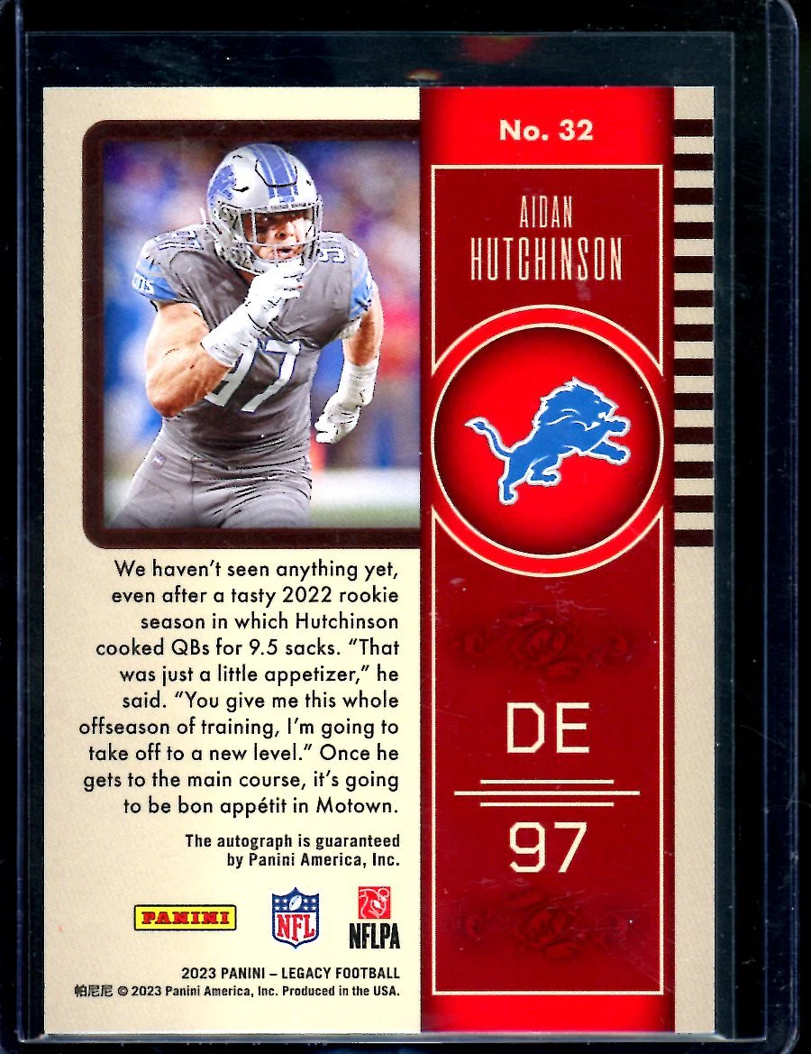 2023 Panini Legacy Aidan Hutchinson Auto /50 Lions - Image 2