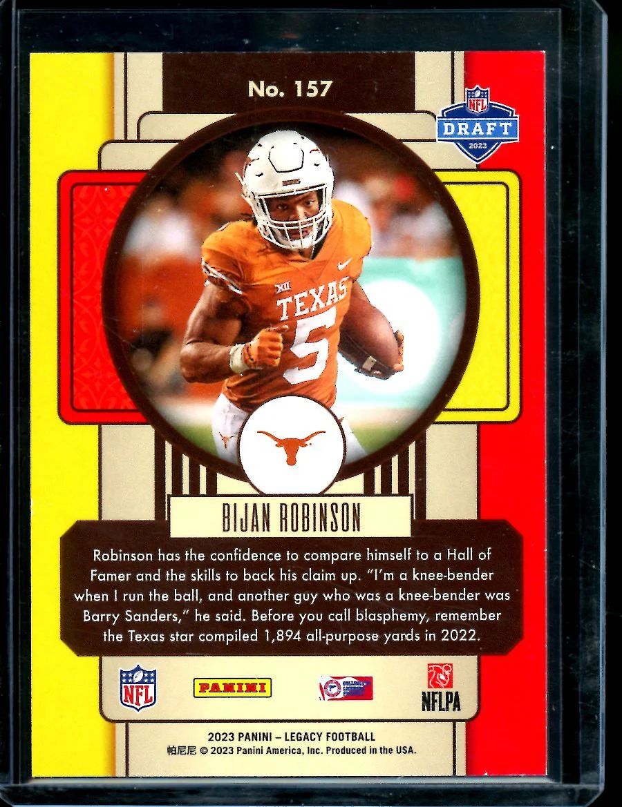 2023 Panini Legacy Bijan Robinson Rookie Blue /50 Falcons - Image 2