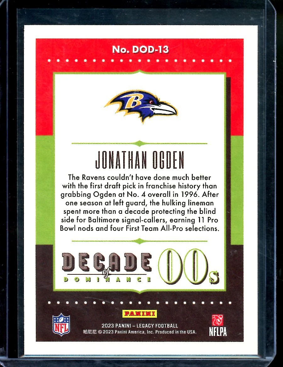 2023 Panini Legacy Jonathan Ogden Decade of Dominance Purple /10 Ravens - Image 2