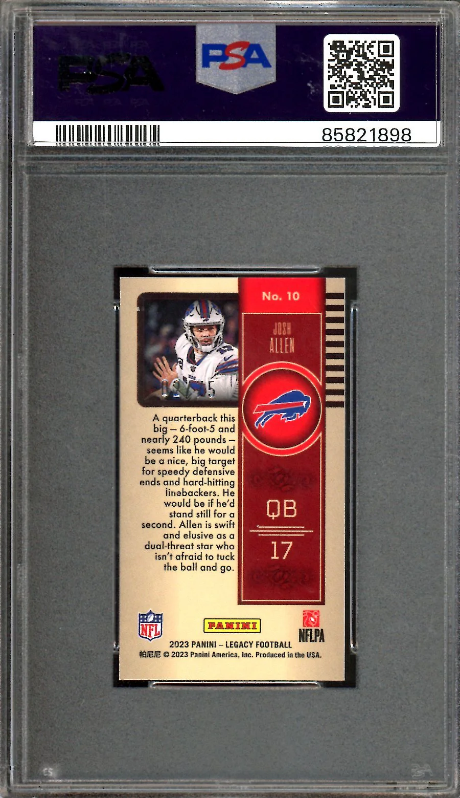 2023 Panini Legacy Josh Allen Premium Mini Bronze /75 PSA 9 Bills - Image 2