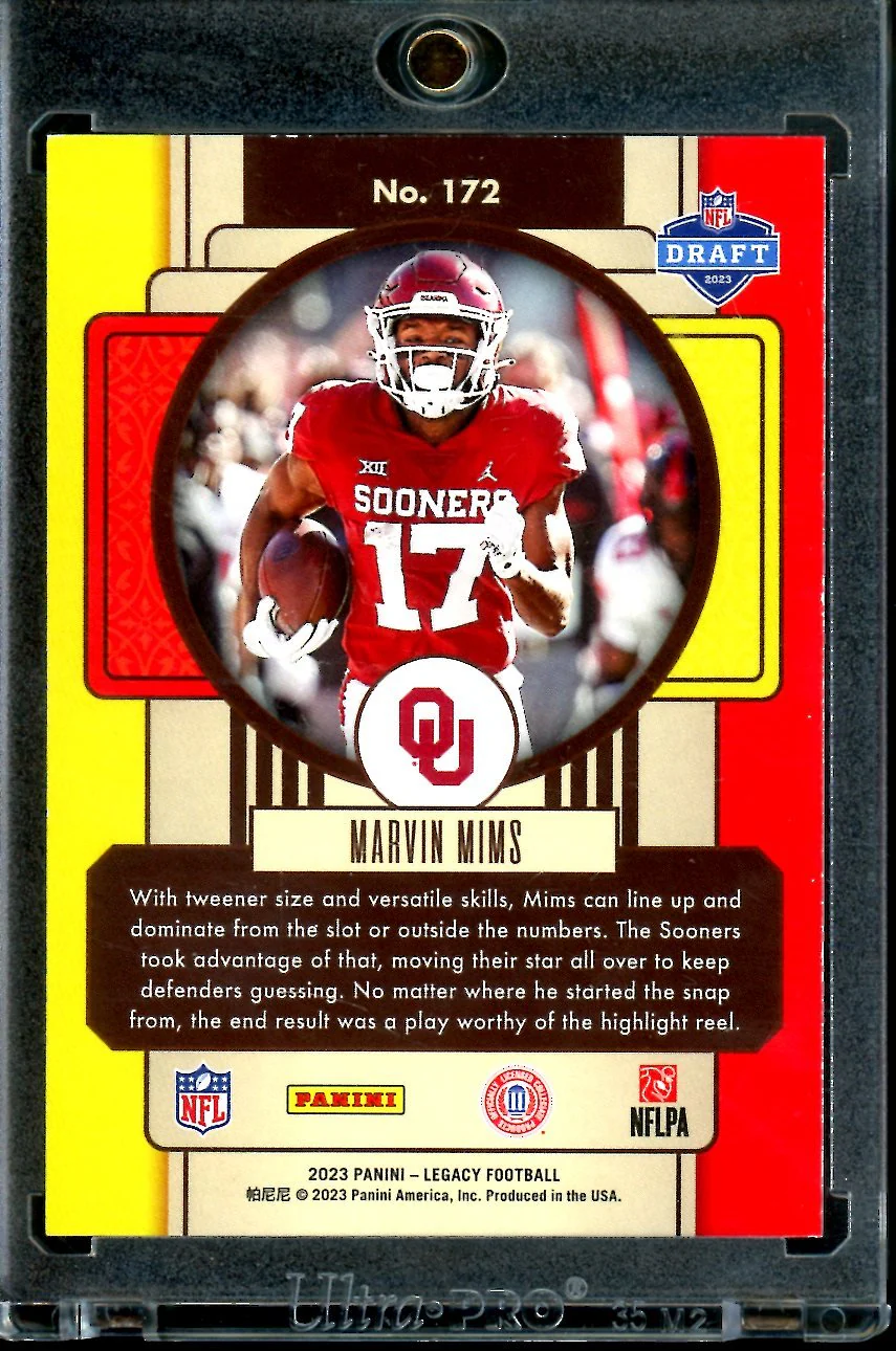 2023 Panini Legacy Marvin Mims Rookie Black 1/1 Broncos - Image 2