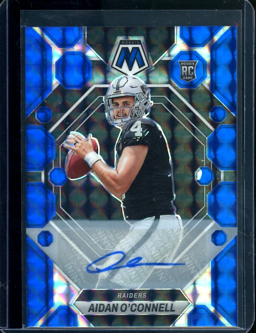2023 Panini Mosaic Aidan O'Connell Rookie Auto Blue /99 Raiders