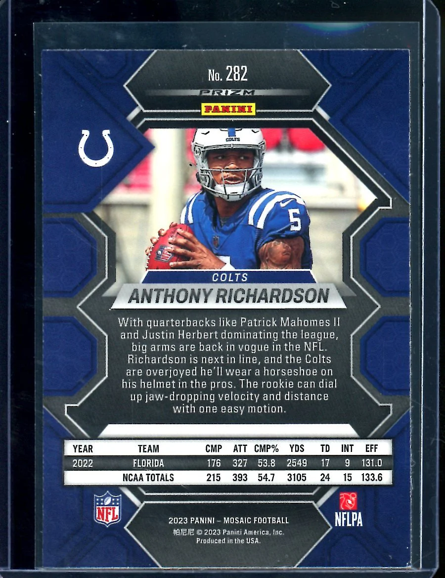 2023 Panini Mosaic Anthony Richardson Rookie Blue Reactive Colts - Image 2