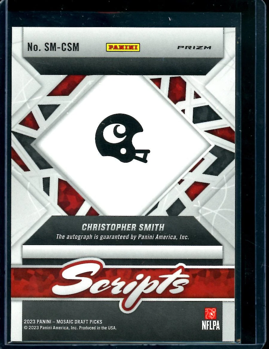 2023 Panini Mosaic Draft Picks Christopher Smith Auto Raiders - Image 2