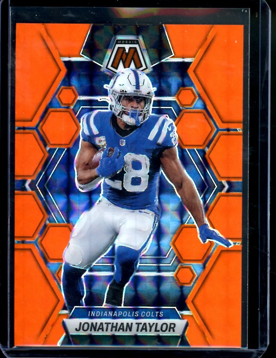 2023 Panini Mosaic Jonathan Taylor Orange Flouressant /25 Colts