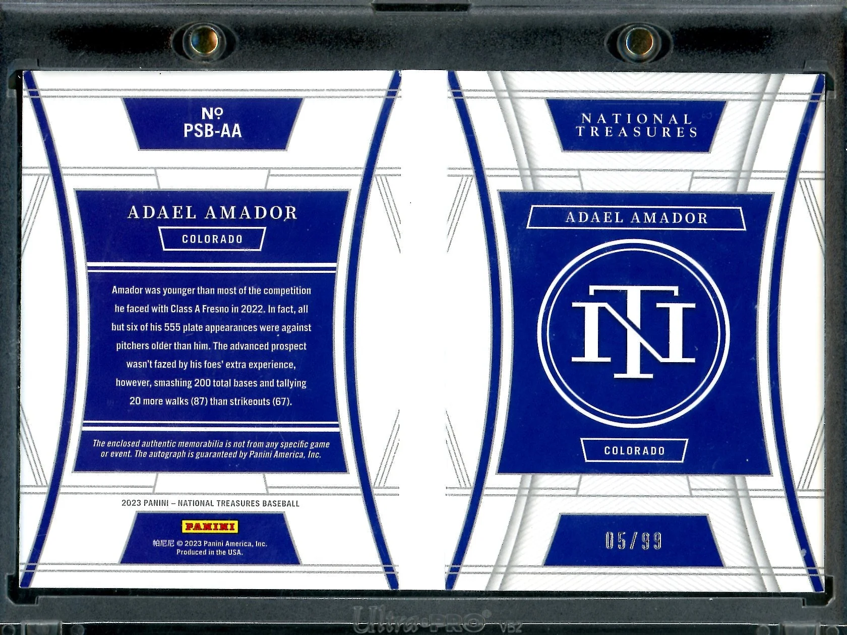 2023 Panini National Treasures Adael Amador Rookie Patch Booklet /99 Rockies - Image 2