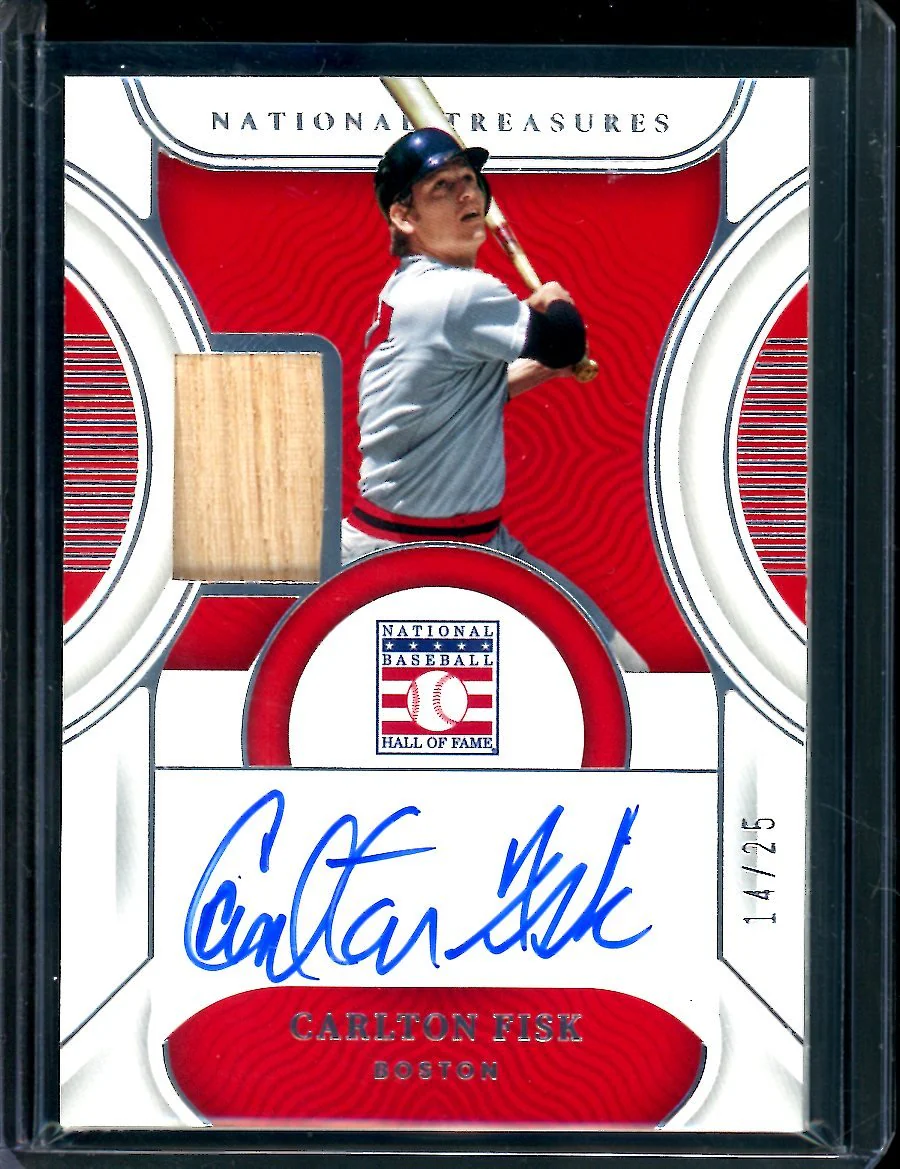 2023 Panini National Treasures Carlton Fisk HOF Patch Auto /25 Red Sox