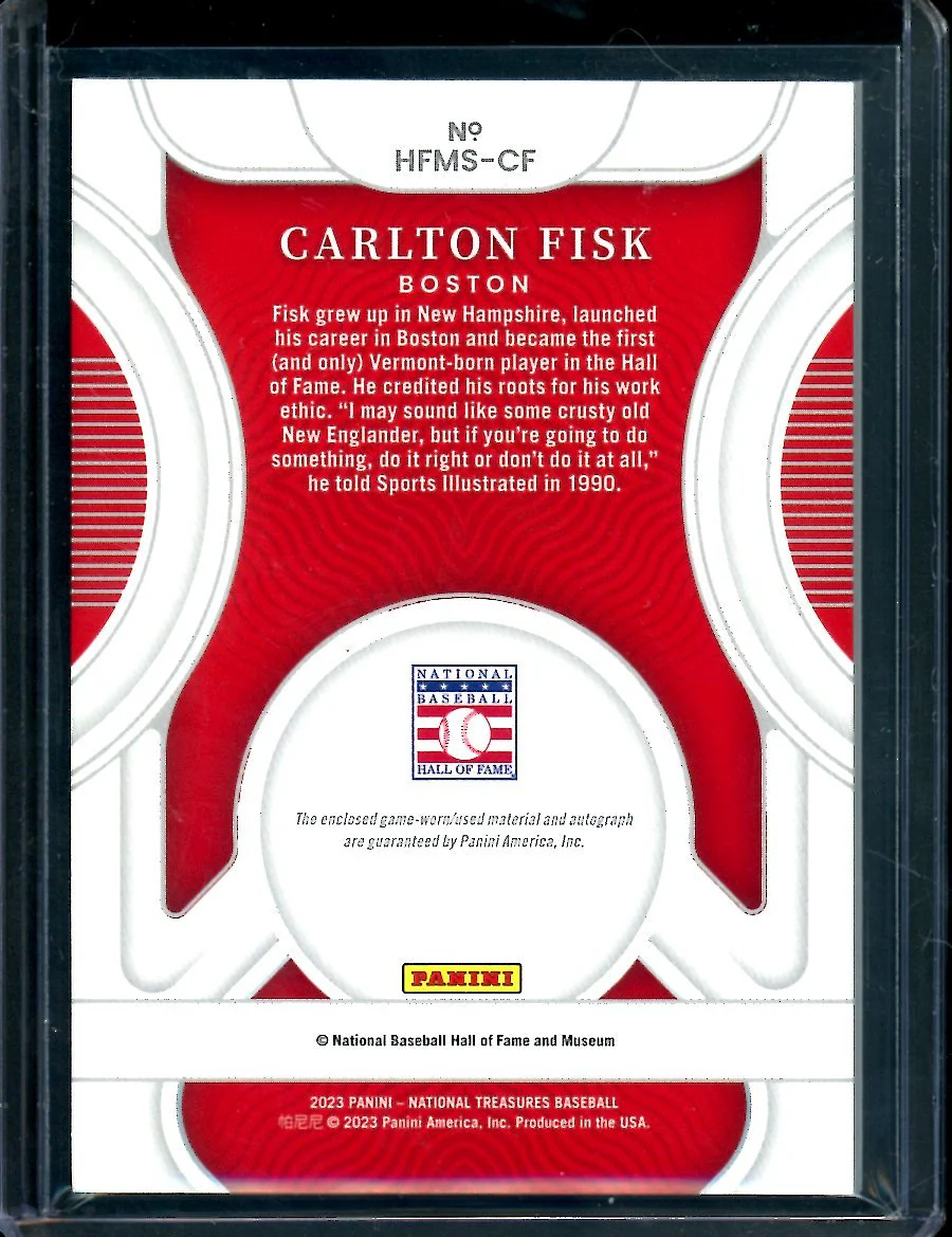 2023 Panini National Treasures Carlton Fisk HOF Patch Auto /25 Red Sox - Image 2