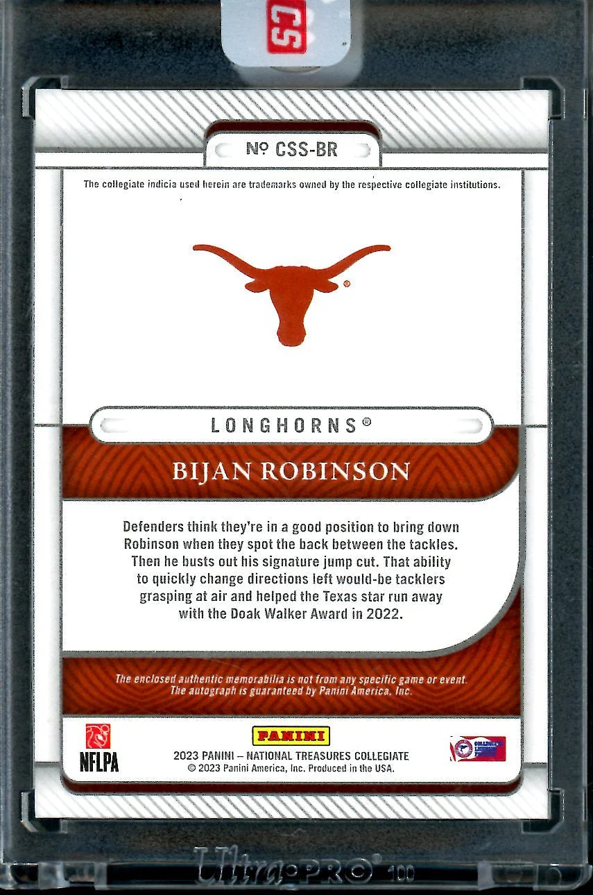 2023 Panini National Treasures Collegiate Bijan Robinson Rookie Silhouettes RPA /99 Texas - Image 2