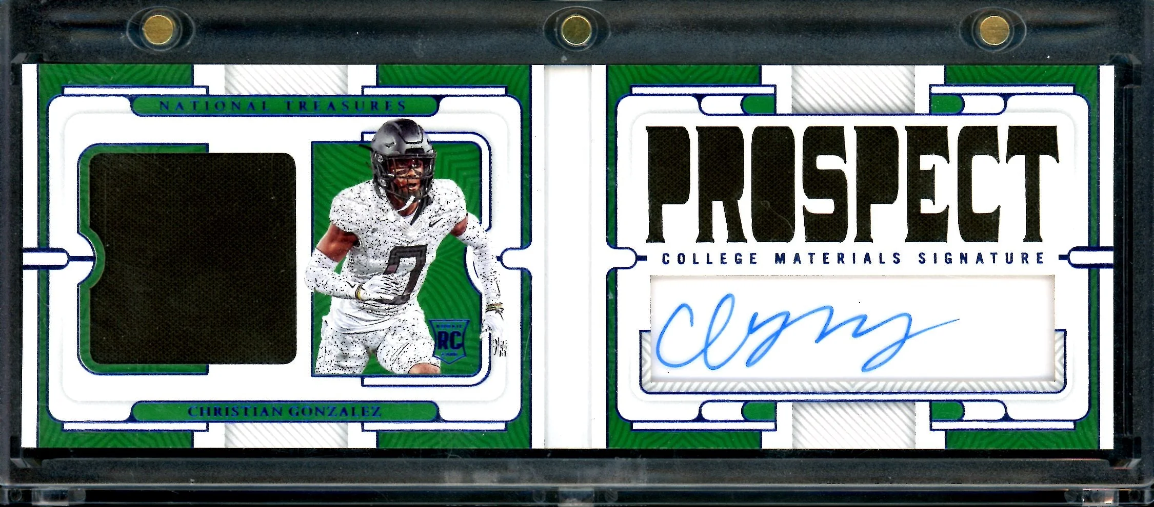 2023 Panini National Treasures Collegiate Christian Gonzalez Rookie Booklet Patch Auto /75 Oregon