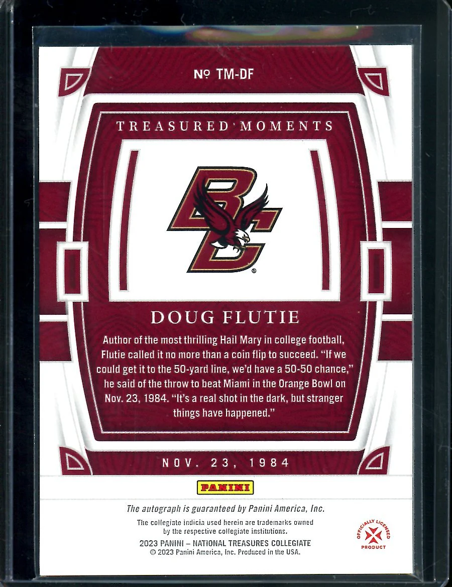 2023 Panini National Treasures Collegiate Doug Flutie Treasured Moments Auto /75 Boston College - Image 2