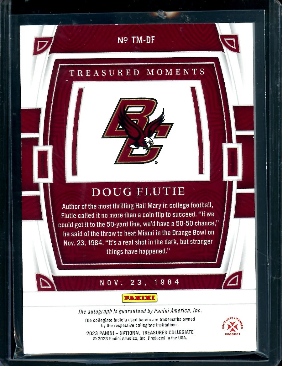 2023 Panini National Treasures Collegiate Doug Flutie Treasures Moments Auto Gold /10 Boston College - Image 2
